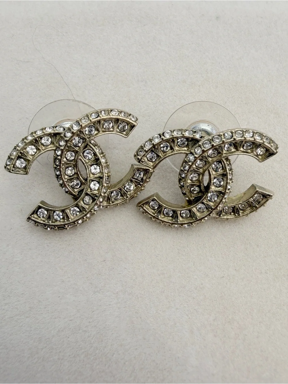 Chanel Crystal Timeless CC Earrings Studs